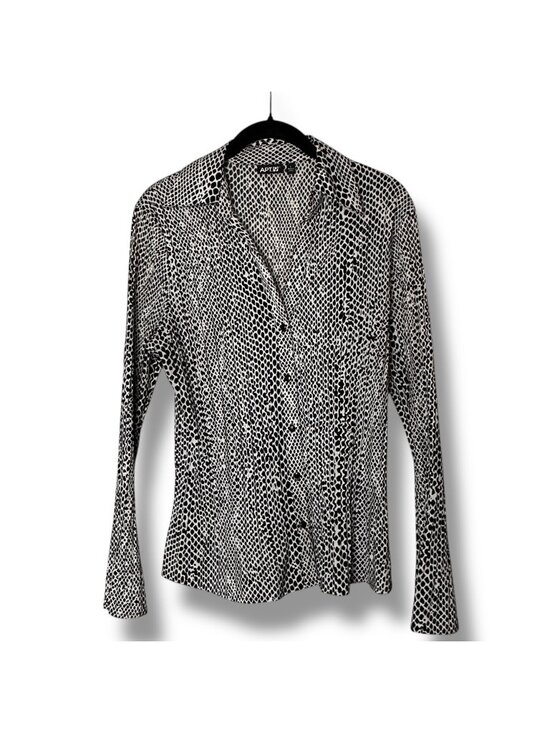 Apt. 9 Tops - Apt. 9 Womens Black & White Animal Print Button-Up Shirt Size Large Long Sleeves